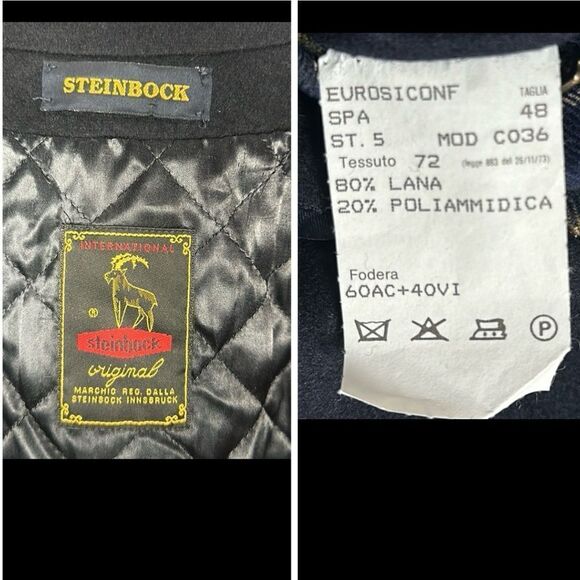 Steinbock Austria Black Hunting Loden Overcoat Wool Blend Long Lined Coat US 38 - Picture 15 of 15